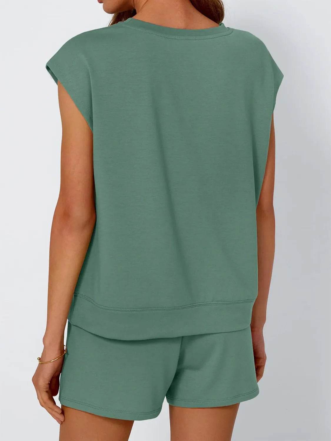 Round Neck Cap Sleeve Top and Shorts Set - Velveta Studio