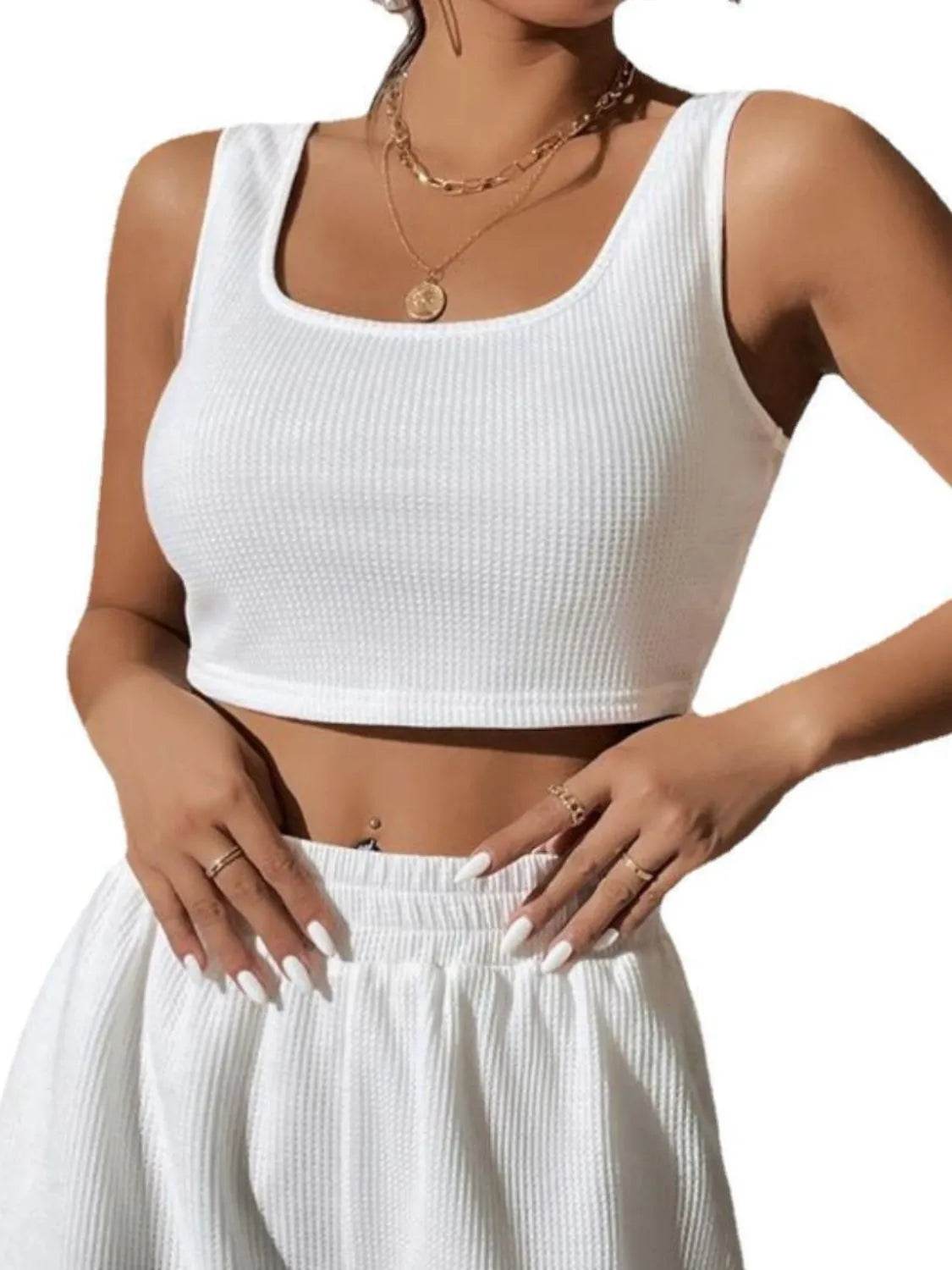 Full Size Wide Strap Tank and Shorts Set Plus Size - Velveta Studio