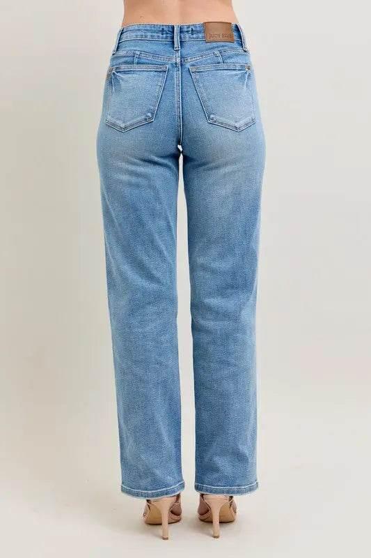 Vintage Straight Leg Jeans for Women - Vintage Wash Style - Velveta Studio