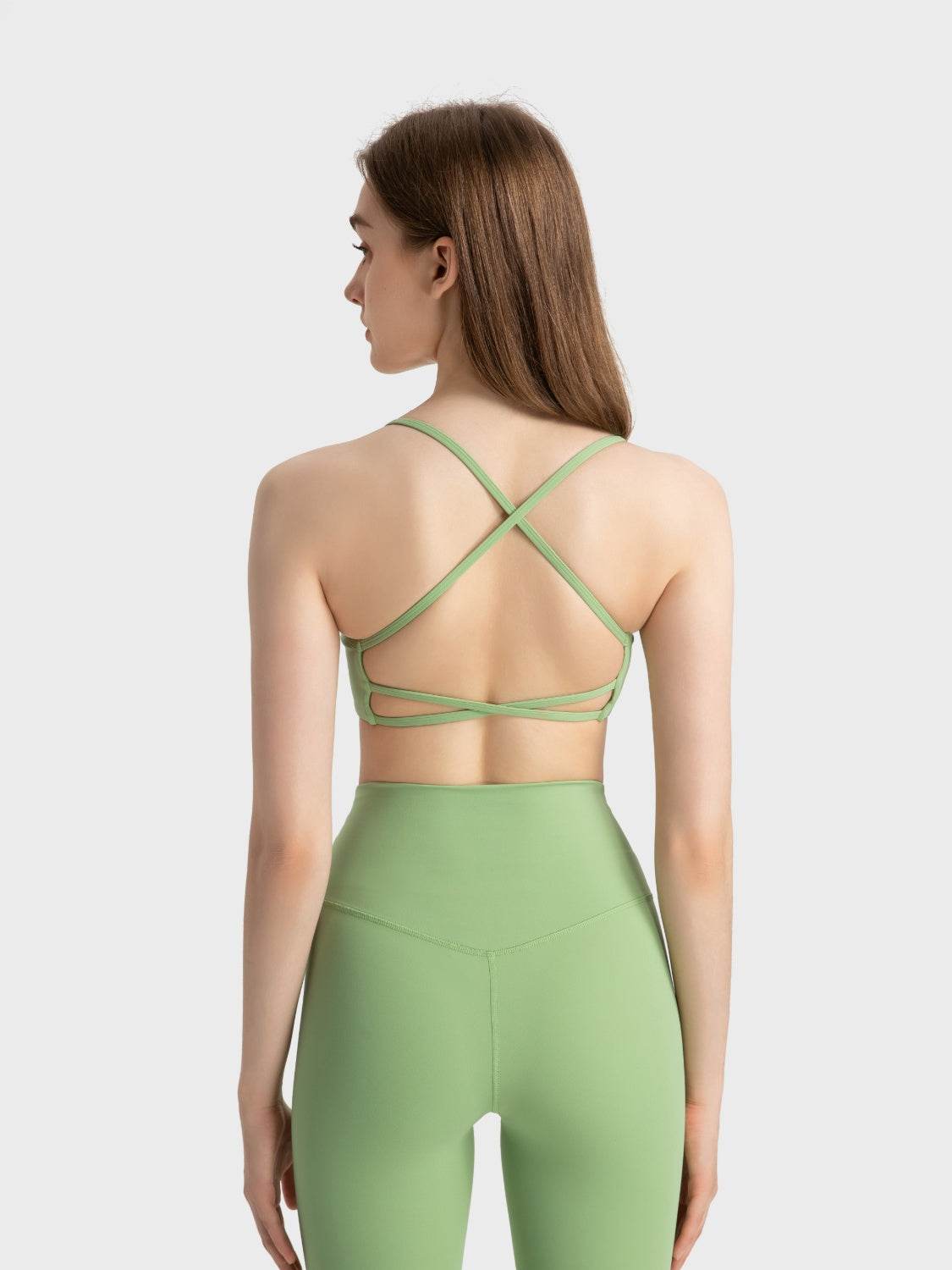 Millennia Crisscross Back Scoop Neck Active Cami with Detachable Chest Pads - Velveta Studio