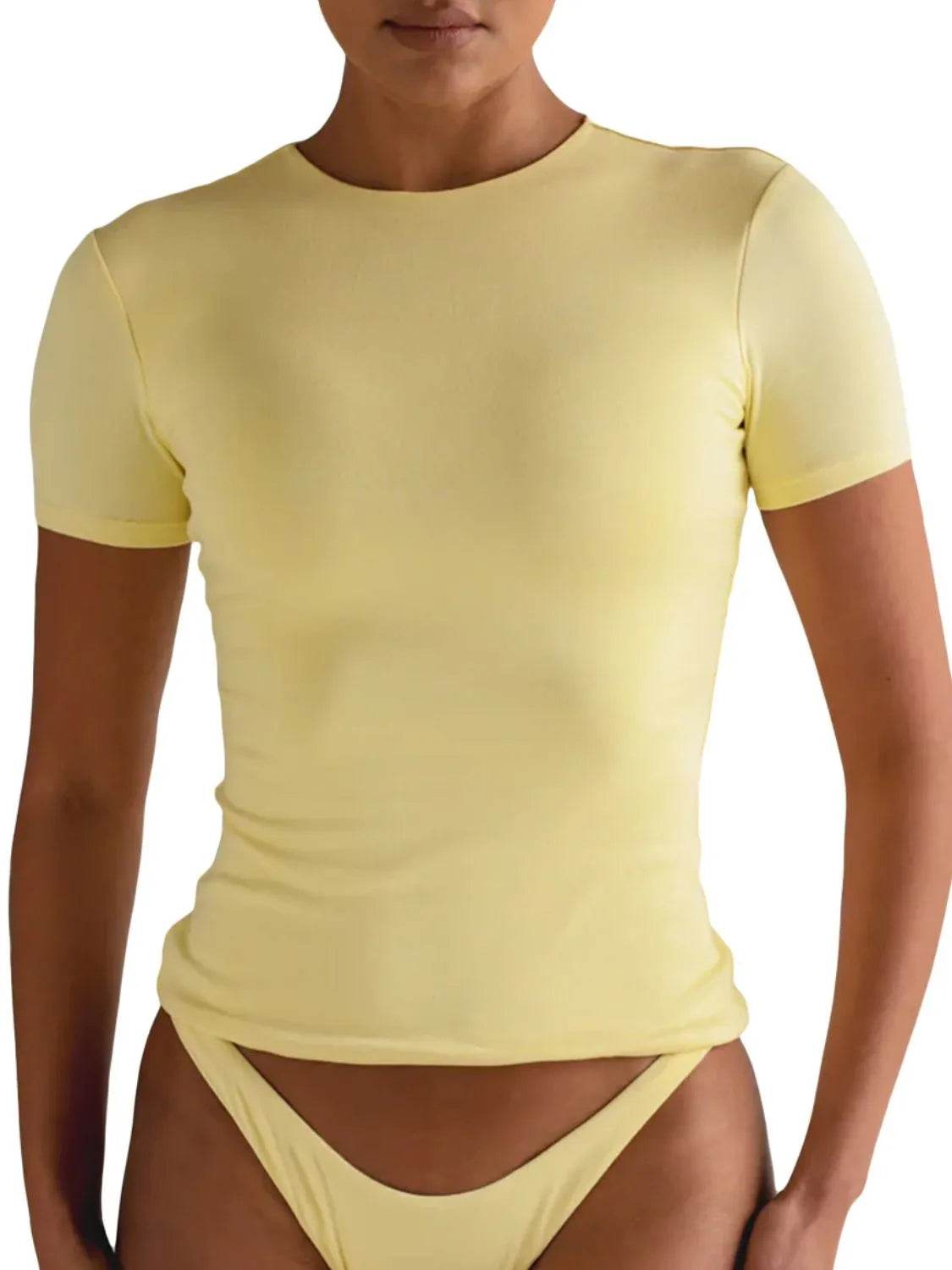 Round Neck Short Sleeve Swim Top - Velveta Studio
