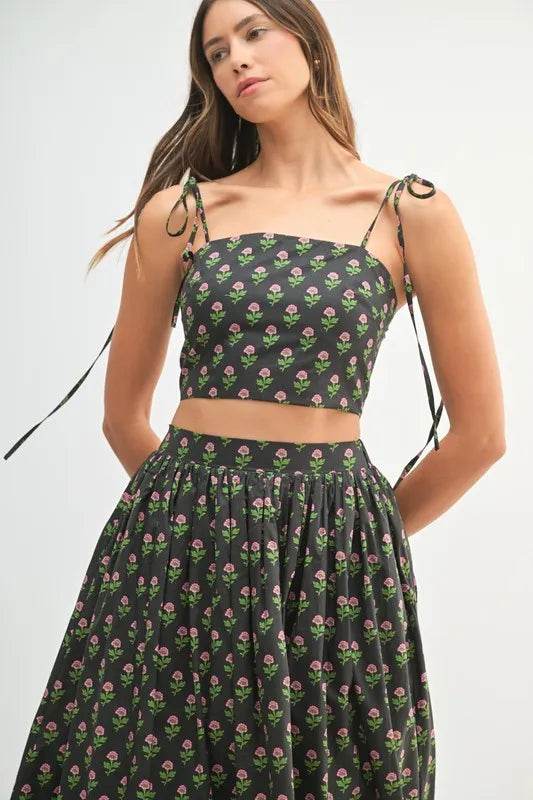 MABLE Floral Crop Top and Skirt Set - Velveta Studio