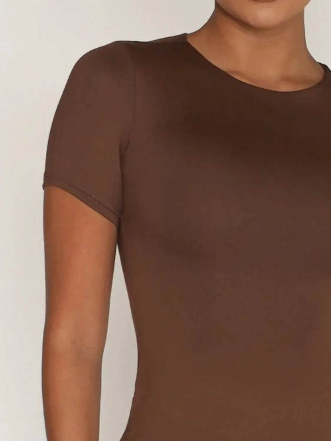Round Neck Short Sleeve Swim Top - Velveta Studio