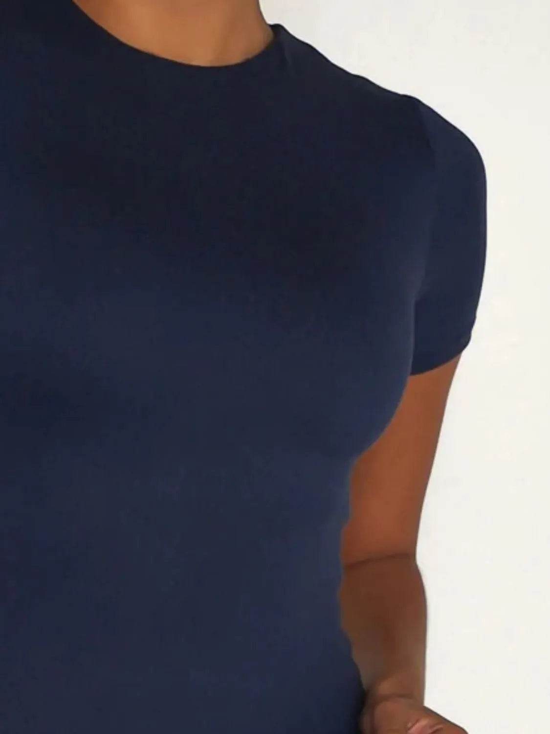Round Neck Short Sleeve Swim Top - Velveta Studio