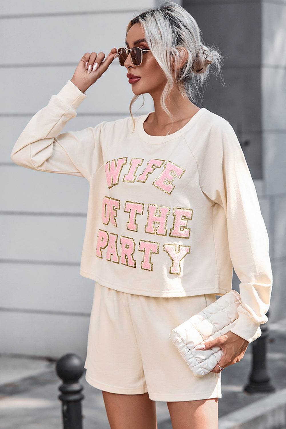 WIFE OF THE PARTY Round Neck Top and Shorts Set - Velveta Studio