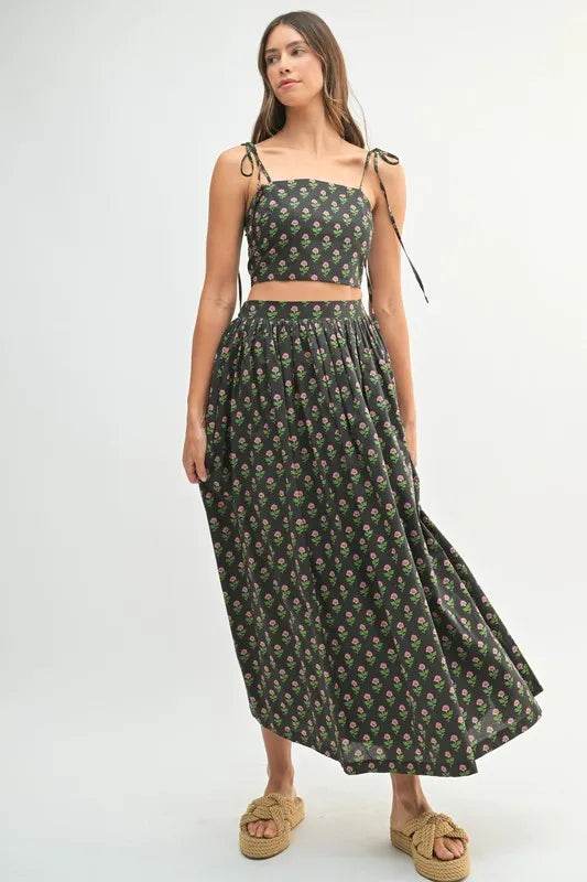 MABLE Floral Crop Top and Skirt Set - Velveta Studio