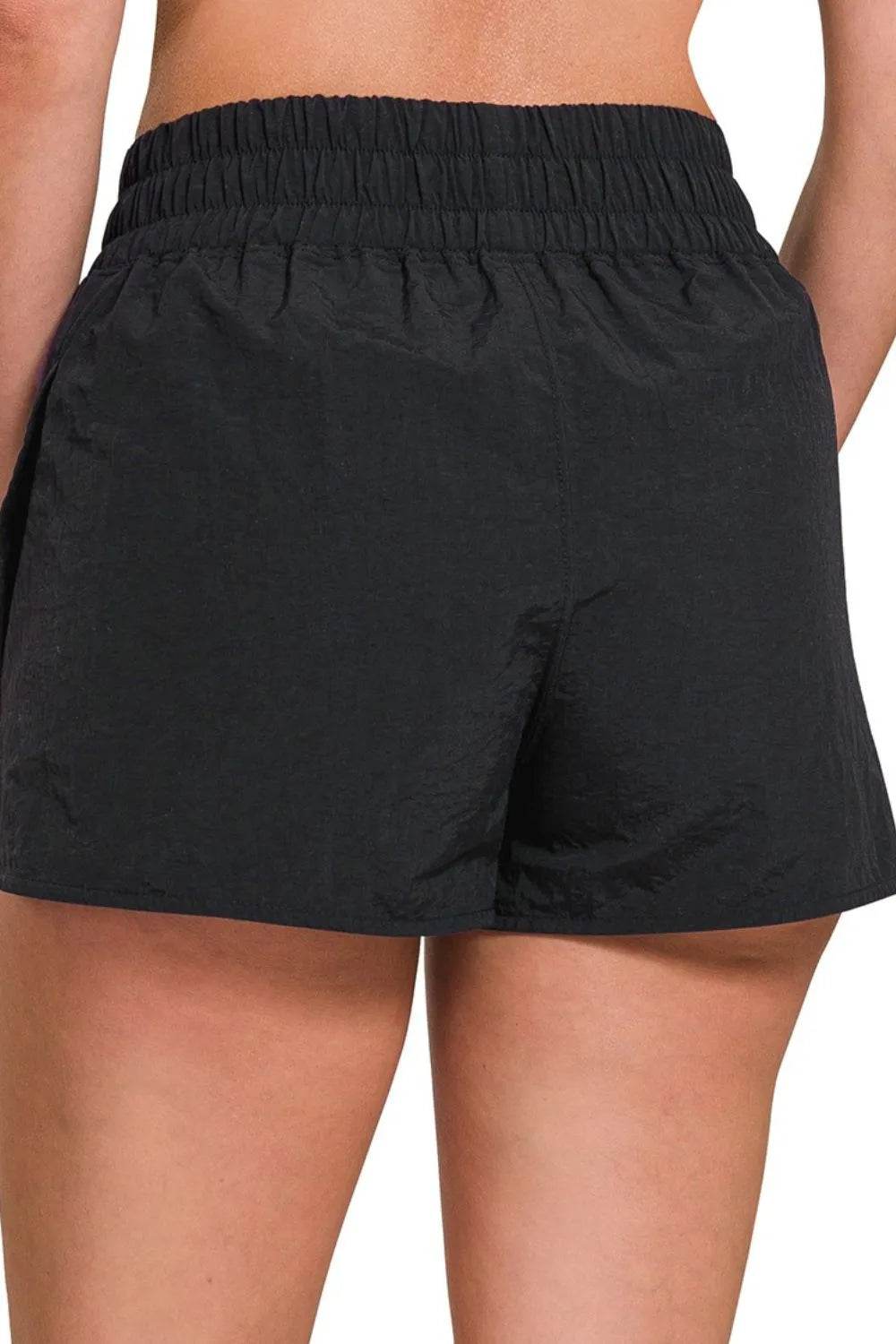 Zenana Windbreaker Smocked Waistband Running Shorts - Velveta Studio