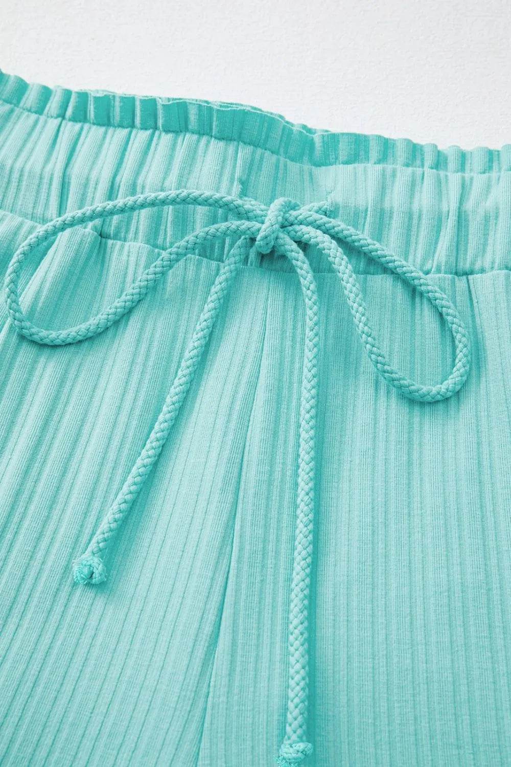 Ribbed Button V Neck Tank Top and Shorts Set - Velveta Studio