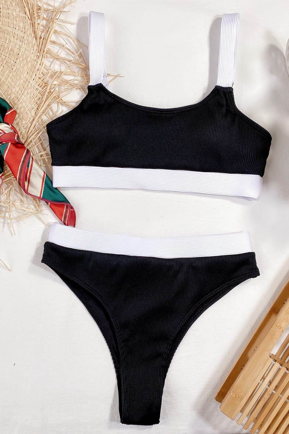 Color Block Scoop Neck Bikini Set - Velveta Studio