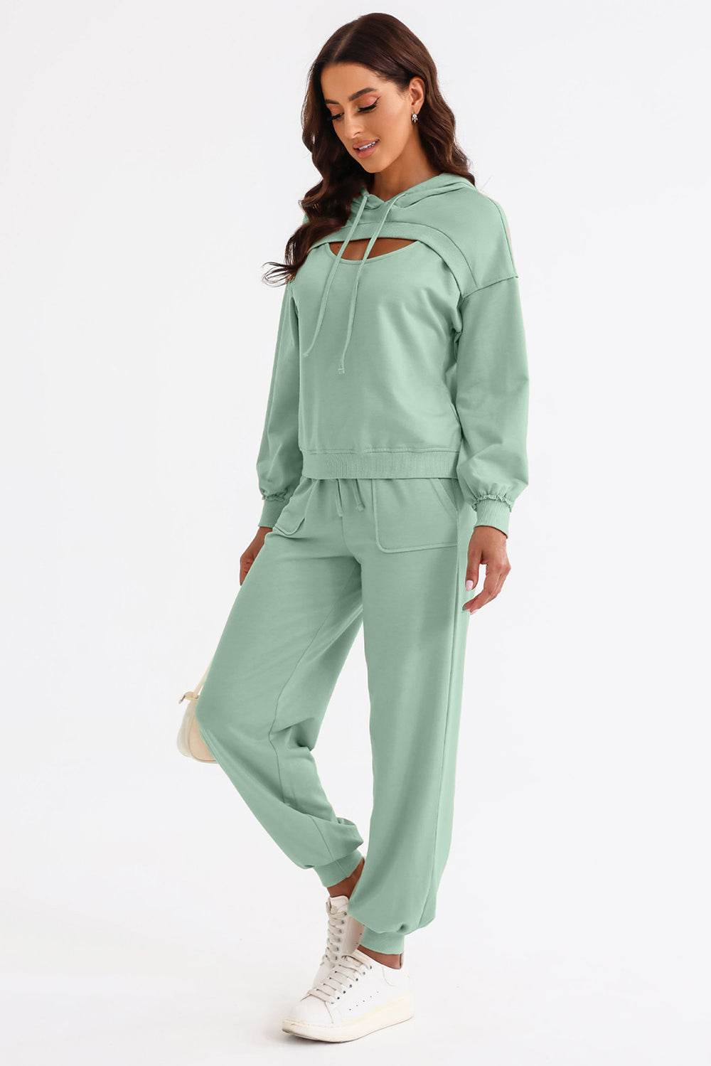 Cutout Drawstring Hoodie and Joggers Active Set - Velveta Studio