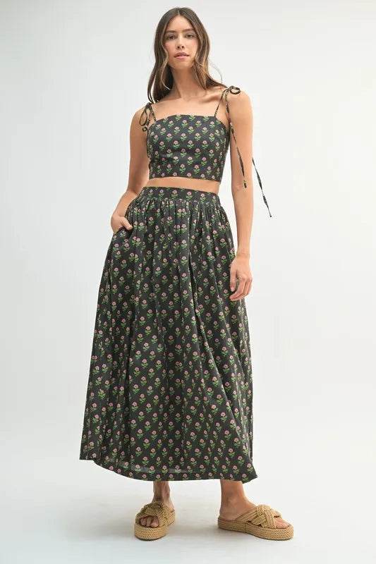 MABLE Floral Crop Top and Skirt Set - Velveta Studio