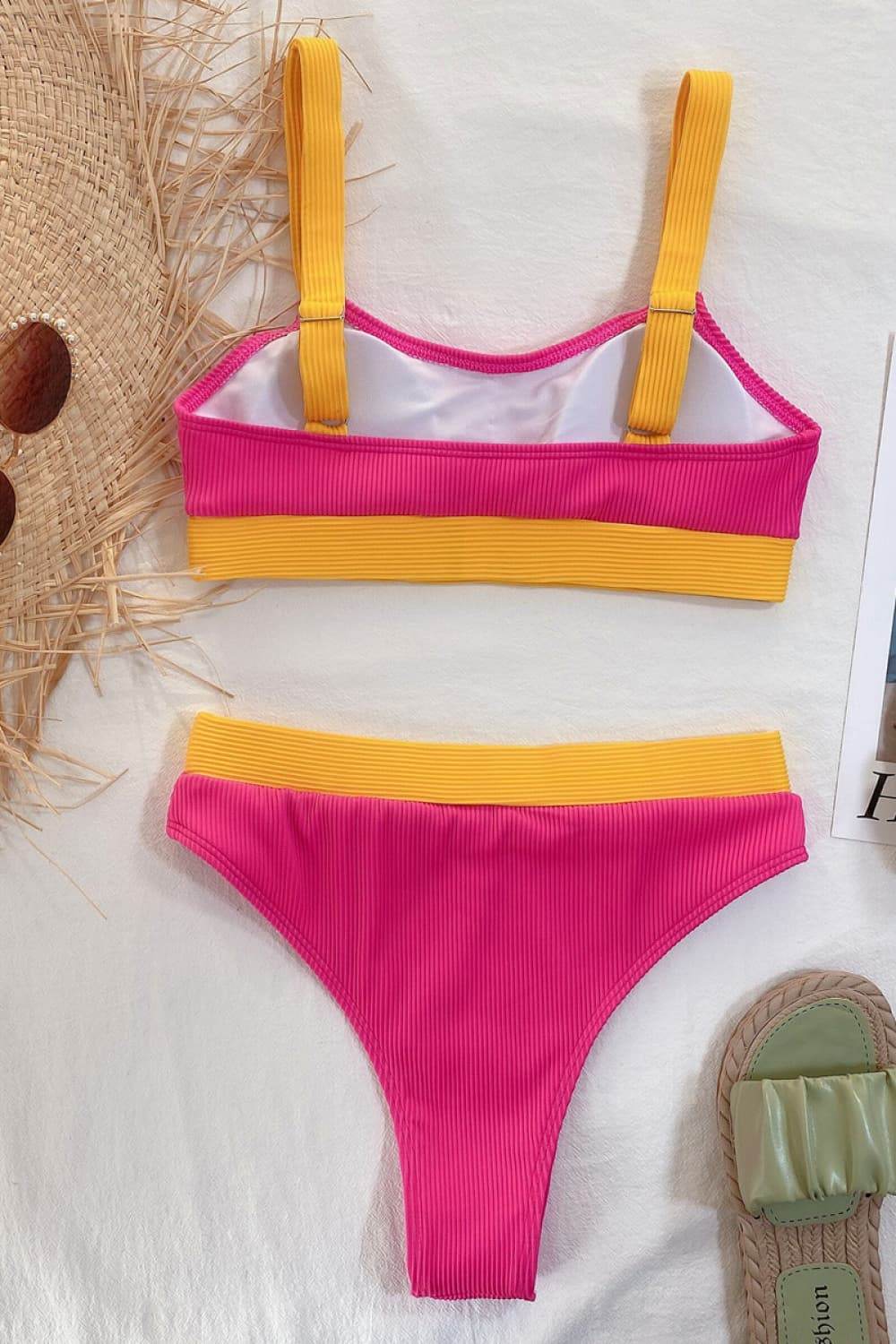 Color Block Scoop Neck Bikini Set - Velveta Studio