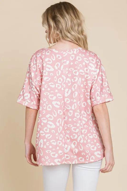 BOMBOM Loose Fit Animal Print Soft Knit Top - Velveta Studio