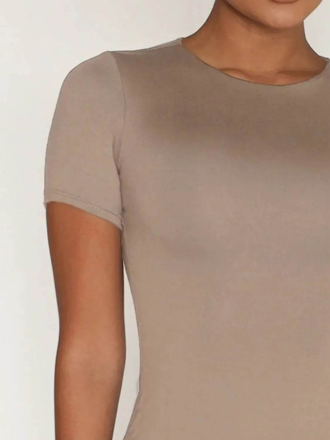Round Neck Short Sleeve Swim Top - Velveta Studio