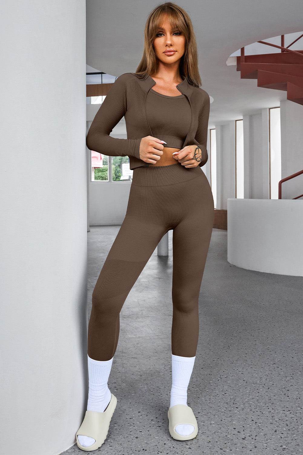 Tank Cropped Active Top and Pants Set - Velveta Studio