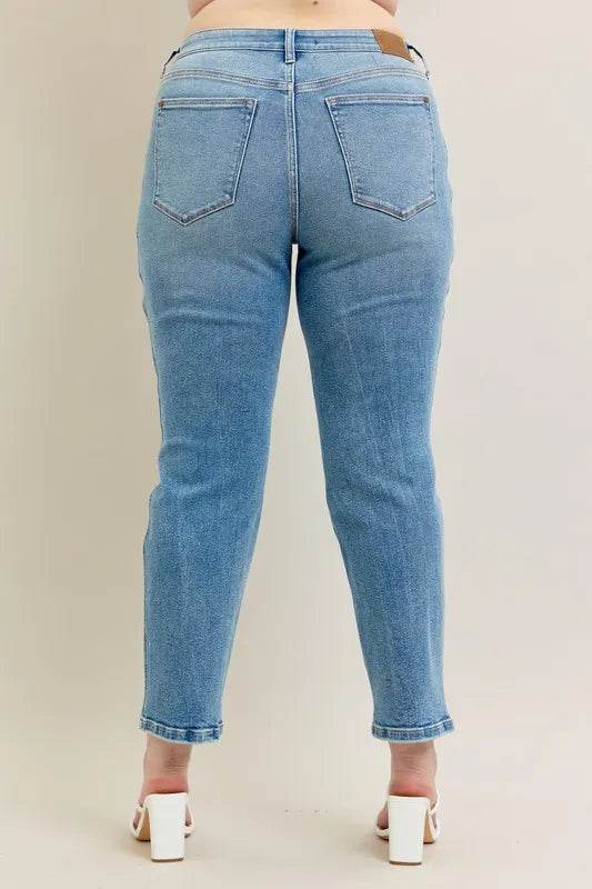 Full Size Hw Vintage Straight Jeans Plus Size - Velveta Studio
