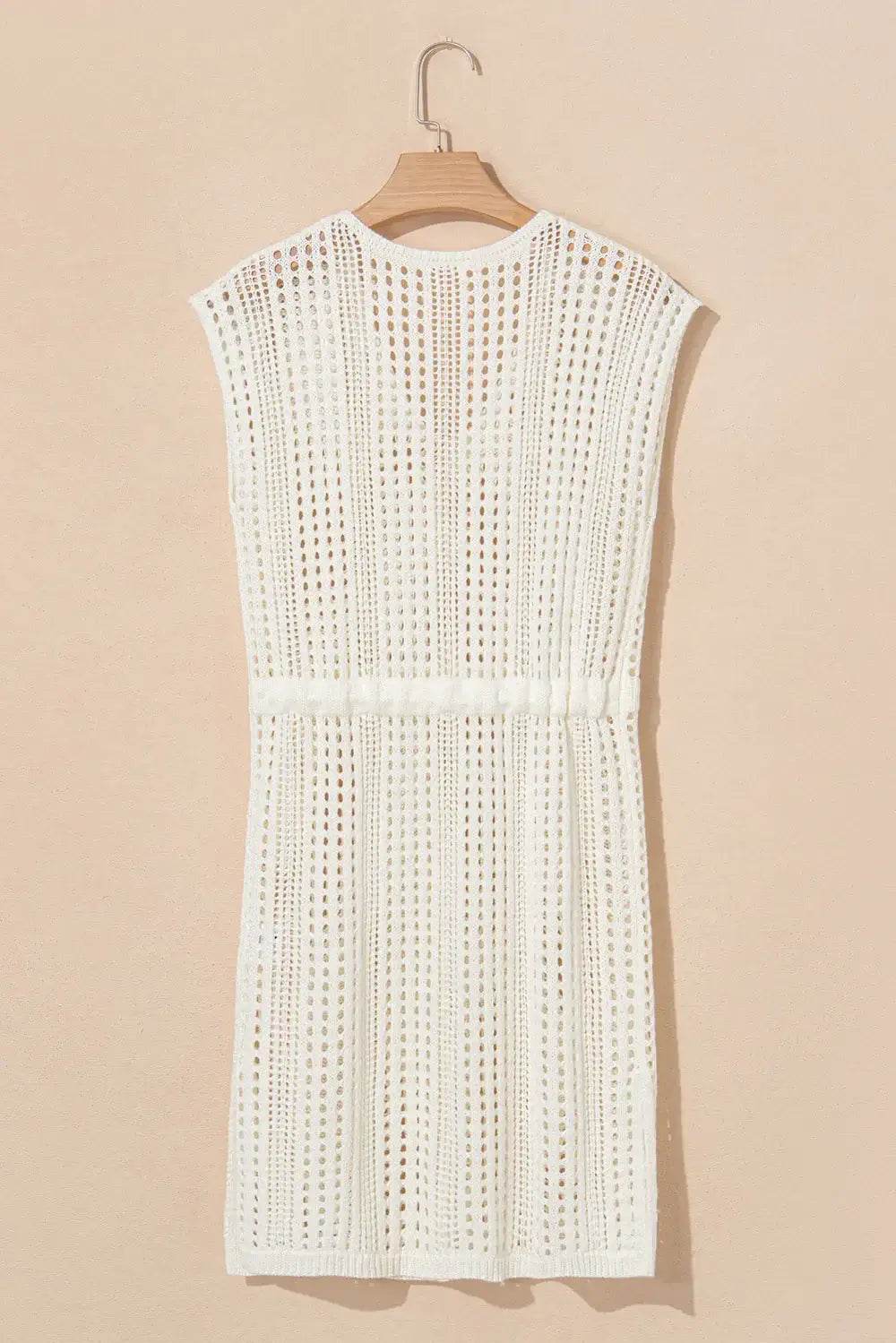 Side Slit Drawstring V-Neck Knit Cover Up Dress - Velveta Studio