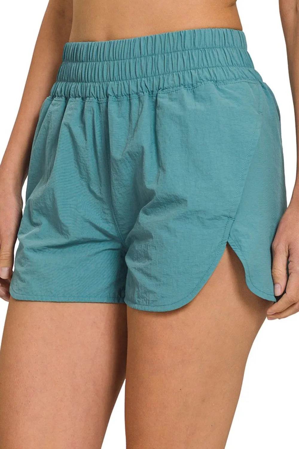 Zenana Windbreaker Smocked Waistband Running Shorts - Velveta Studio