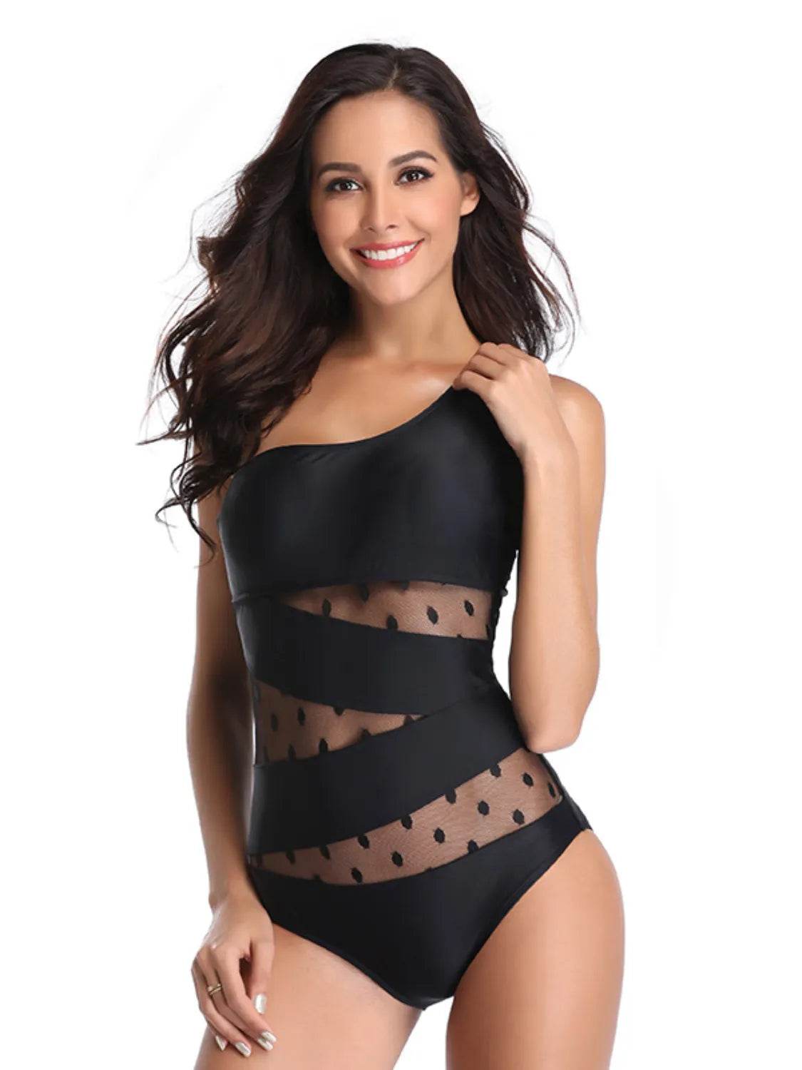 One Shoulder Polka Dot One-Piece Swimwear - Velveta Studio