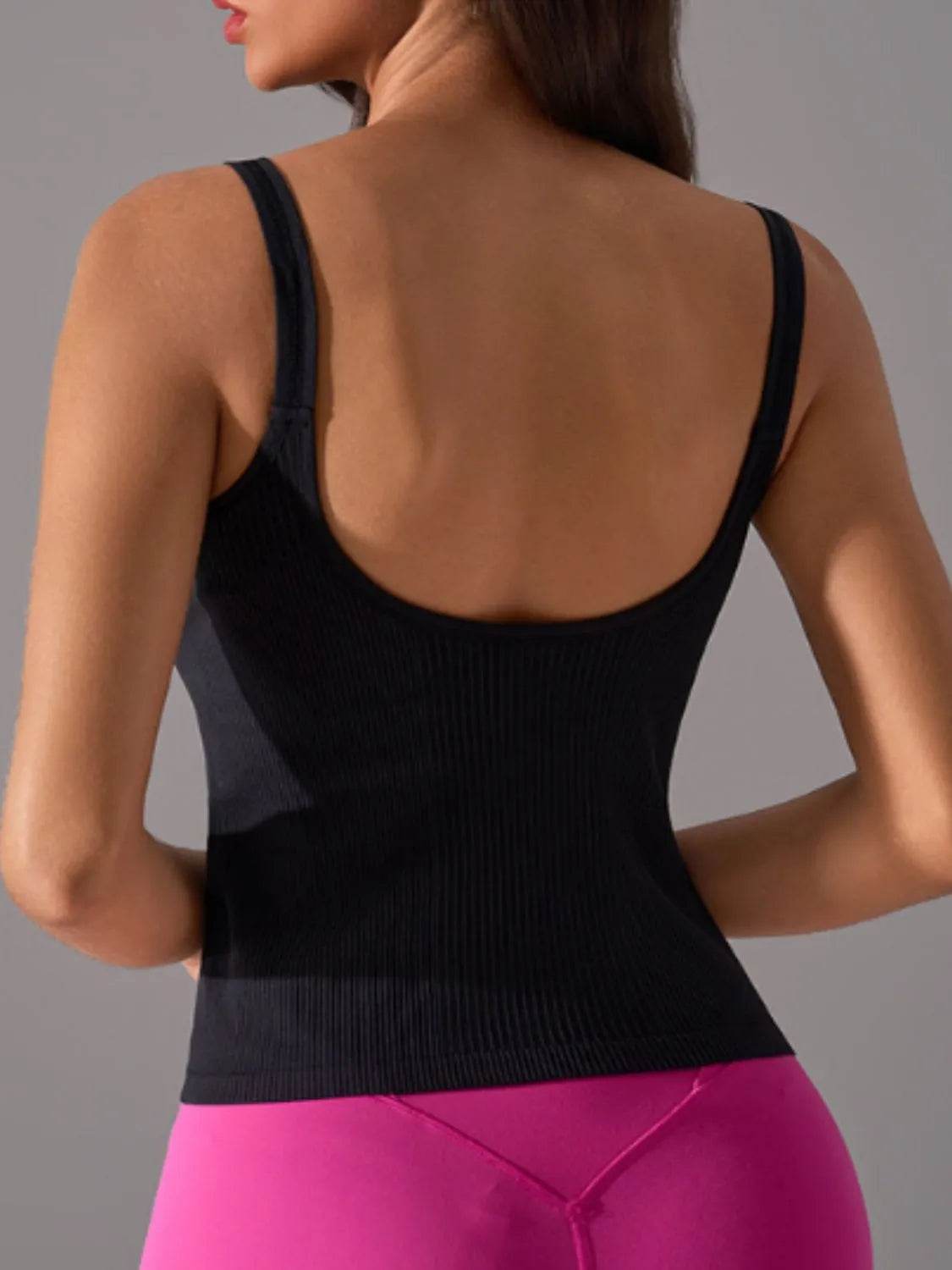 Scoop Neck Active Tank with Detachable Chest Pads - Velveta Studio