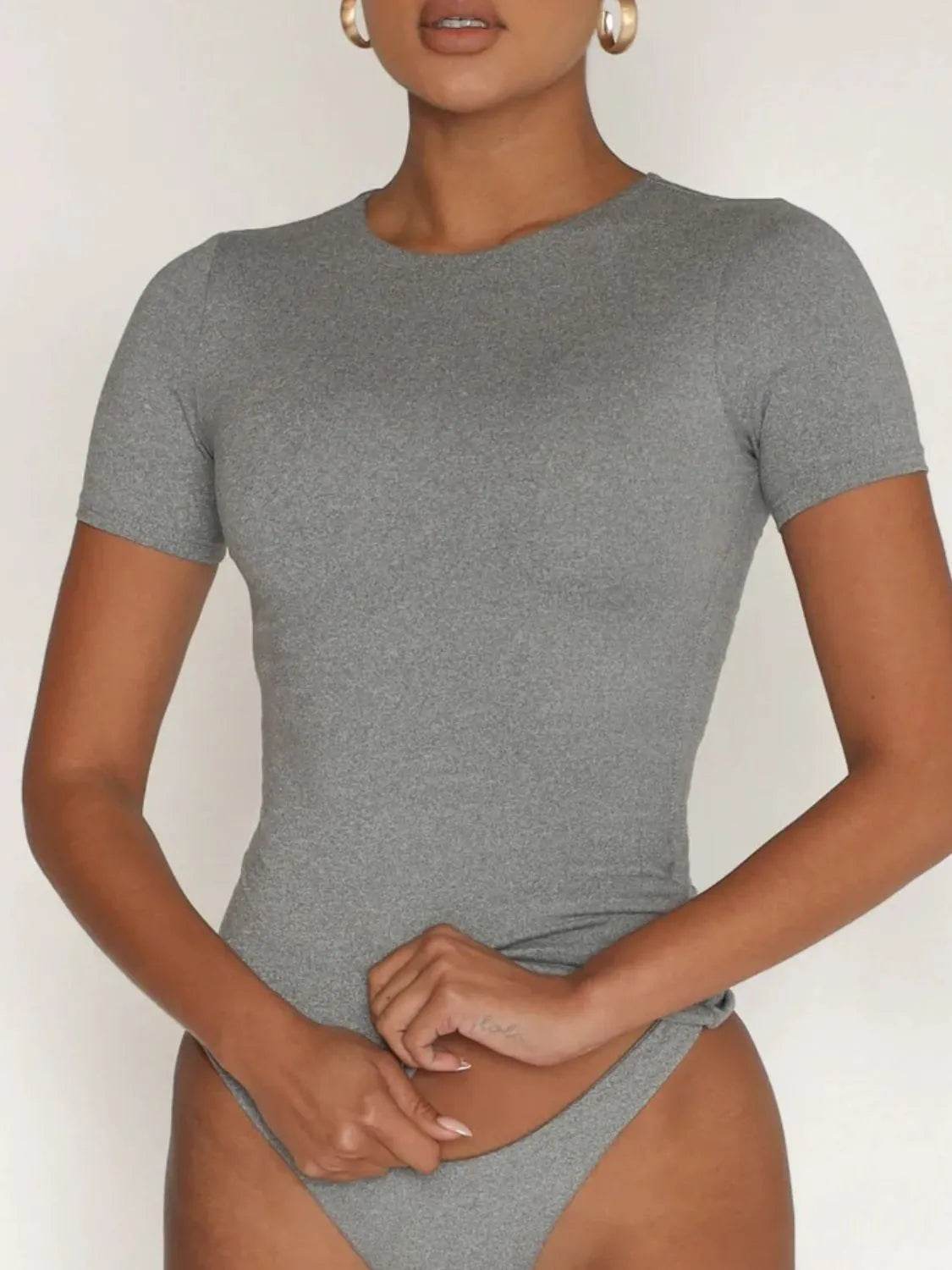 Round Neck Short Sleeve Swim Top - Velveta Studio