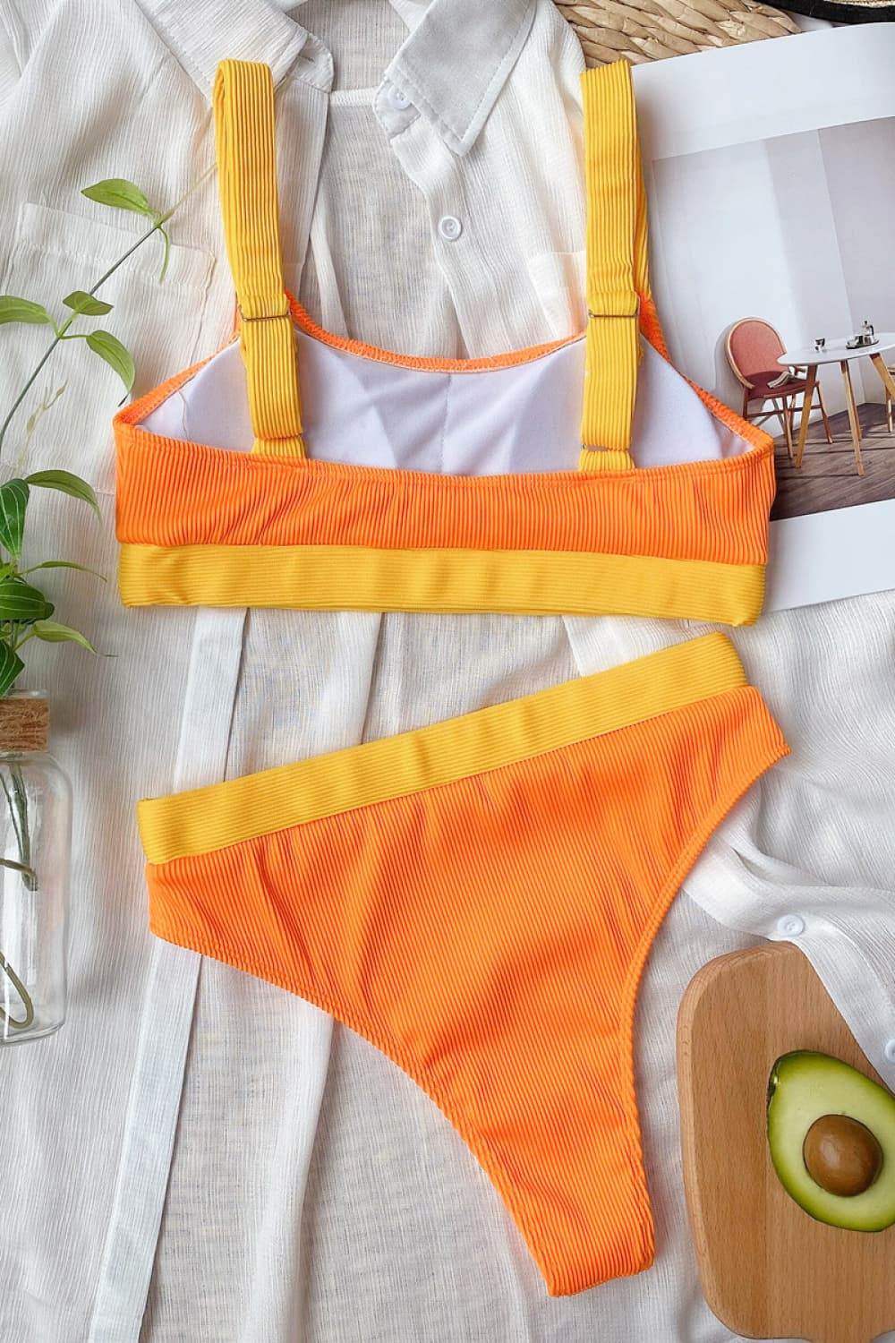 Color Block Scoop Neck Bikini Set - Velveta Studio