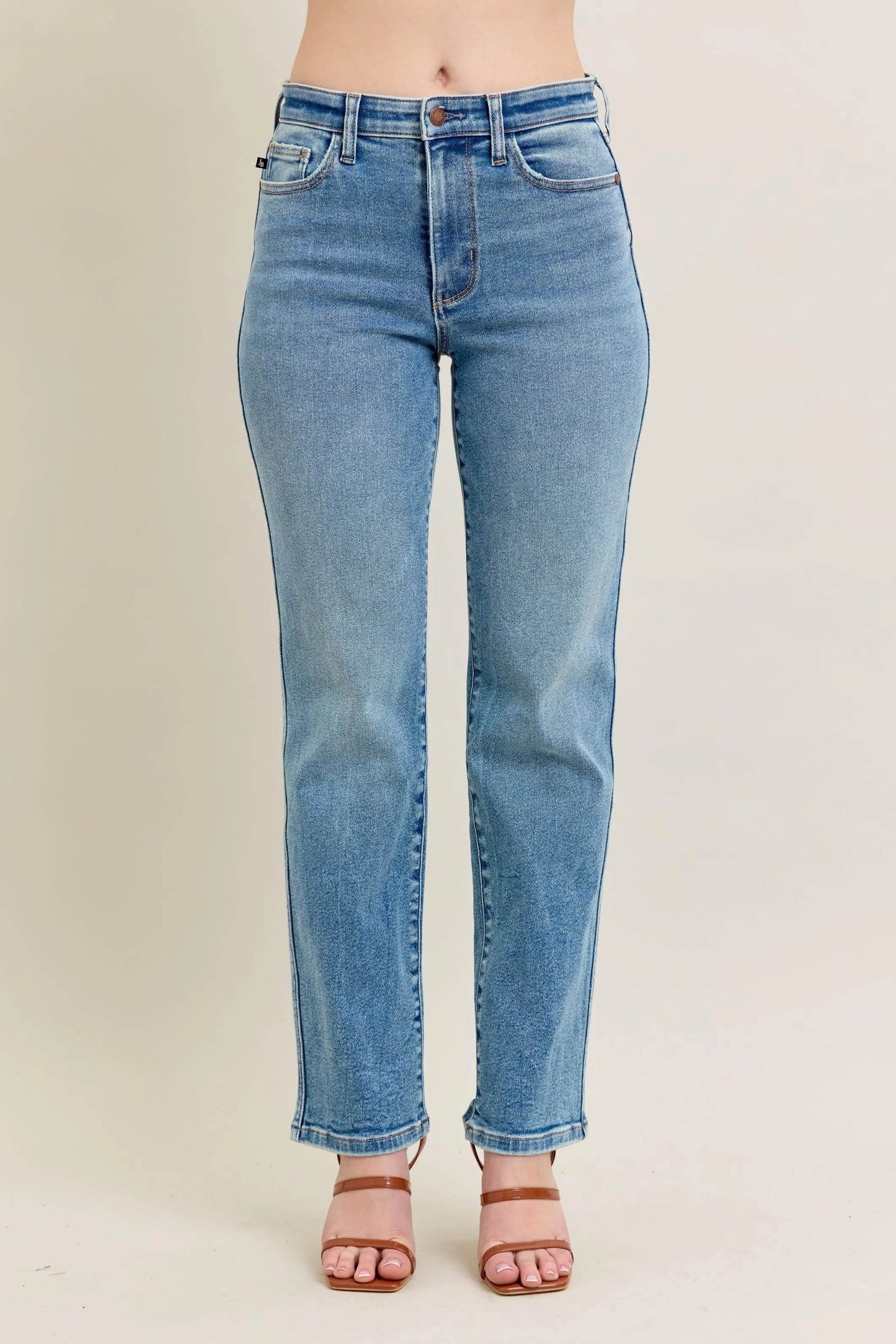 Full Size Hw Vintage Straight Jeans Plus Size - Velveta Studio