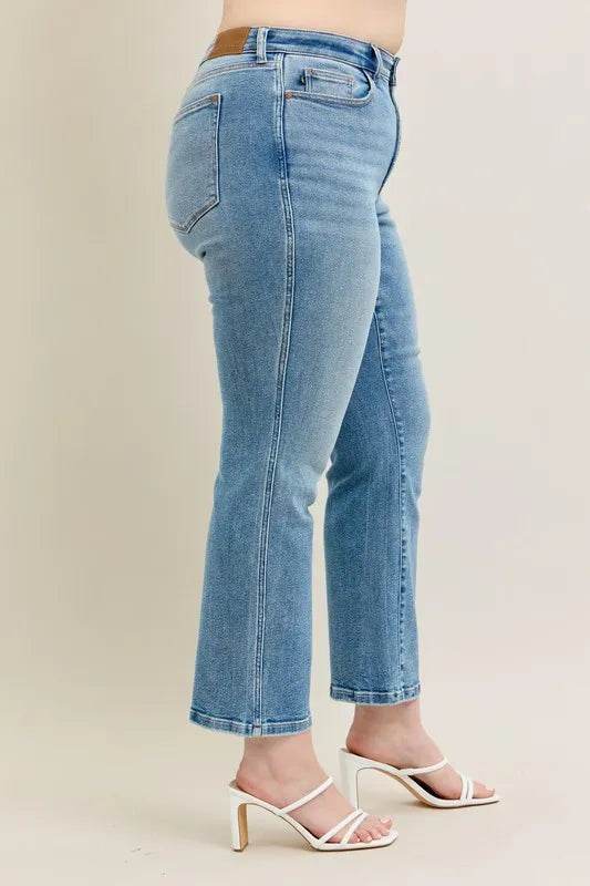 Full Size Hw Vintage Straight Jeans Plus Size - Velveta Studio