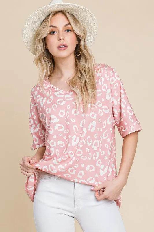 BOMBOM Loose Fit Animal Print Soft Knit Top - Velveta Studio