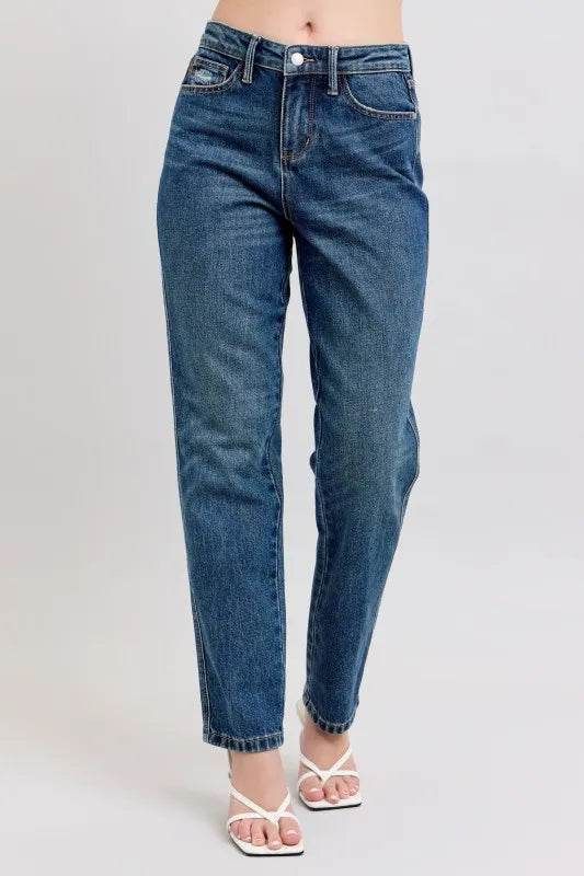 Full Size High Waisted Rigid Magic Non-destroy Straight Leg Jeans Plus Size - Velveta Studio