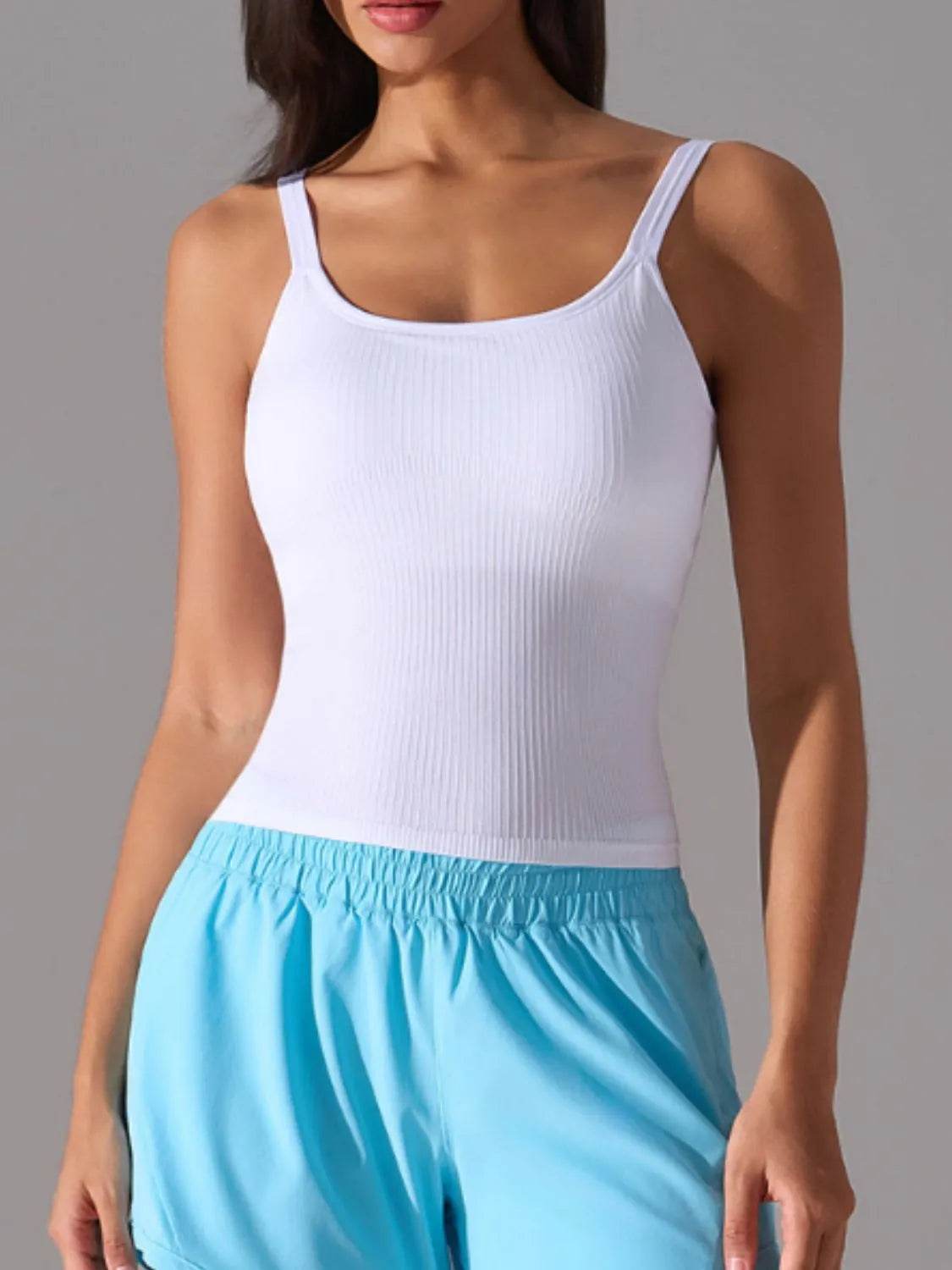 Scoop Neck Active Tank with Detachable Chest Pads - Velveta Studio