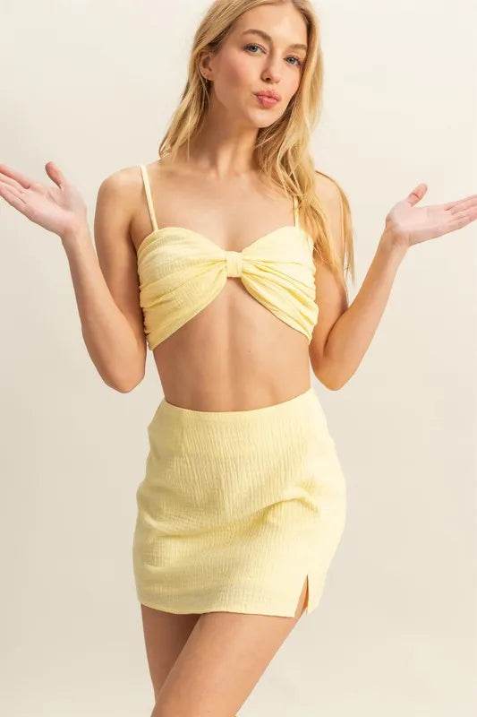 HYFVE Ruched Bra Top and Mini Skirt Set - Velveta Studio