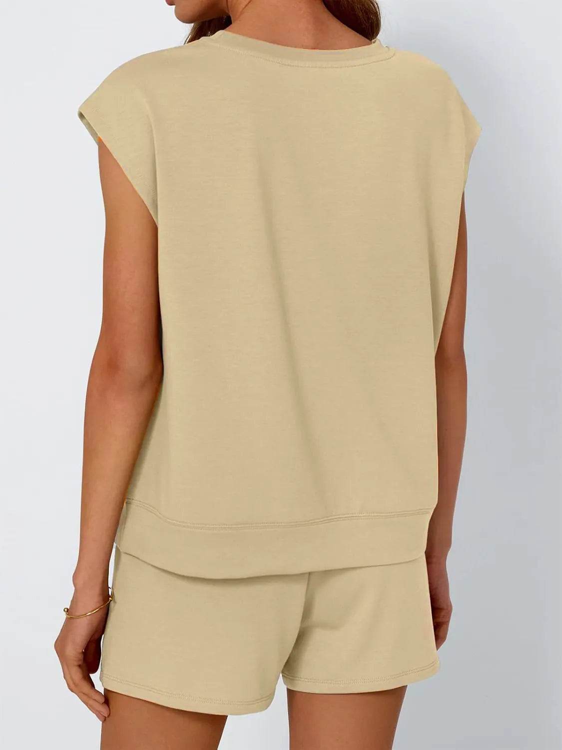 Round Neck Cap Sleeve Top and Shorts Set - Velveta Studio
