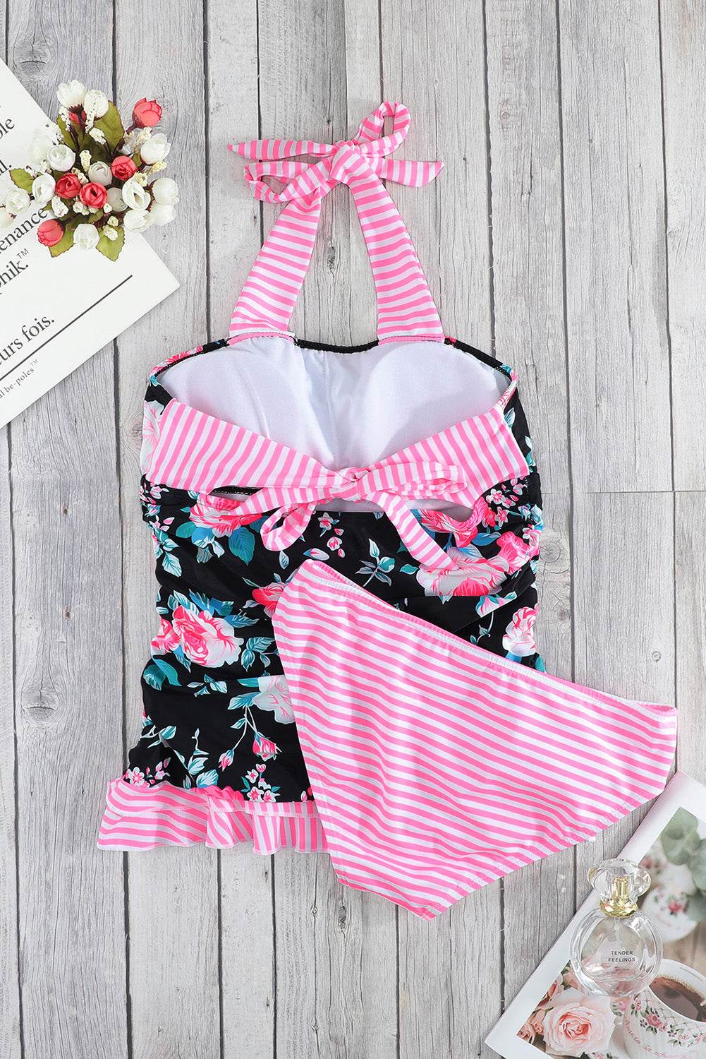 Mixed Print Tie-Back Two-Piece Swimsuit - Velveta Studio