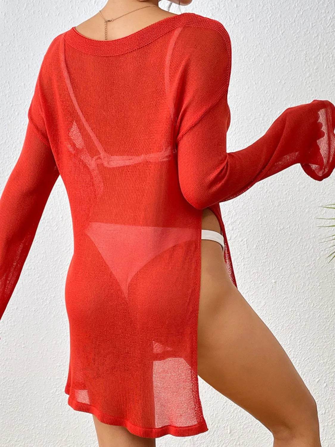 Round Neck Slit Cover-Up - Velveta Studio