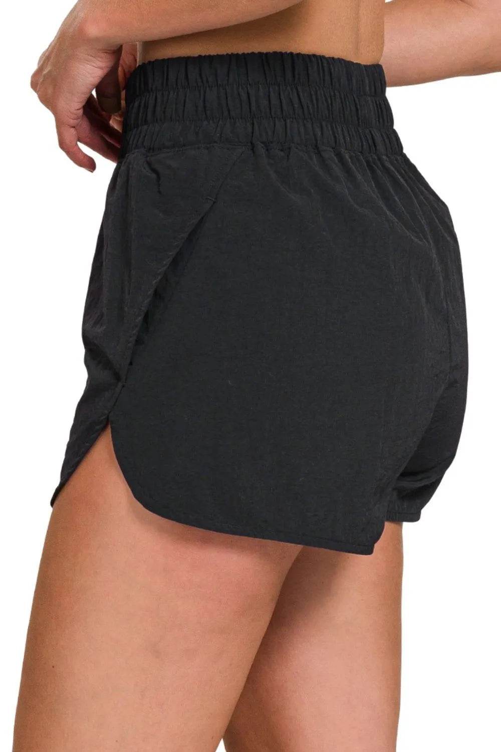 Zenana Windbreaker Smocked Waistband Running Shorts - Velveta Studio
