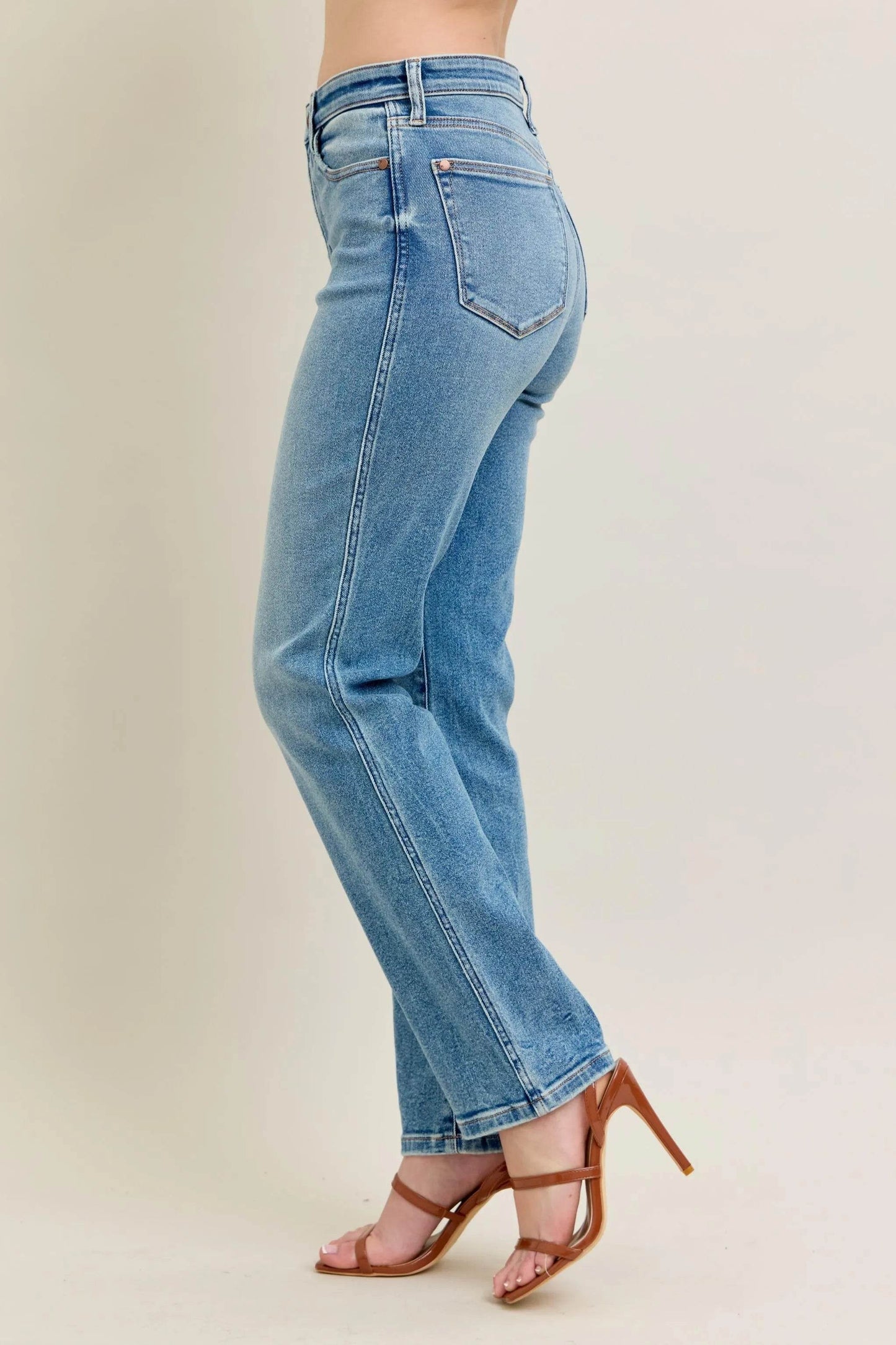 Full Size Hw Vintage Straight Jeans Plus Size - Velveta Studio