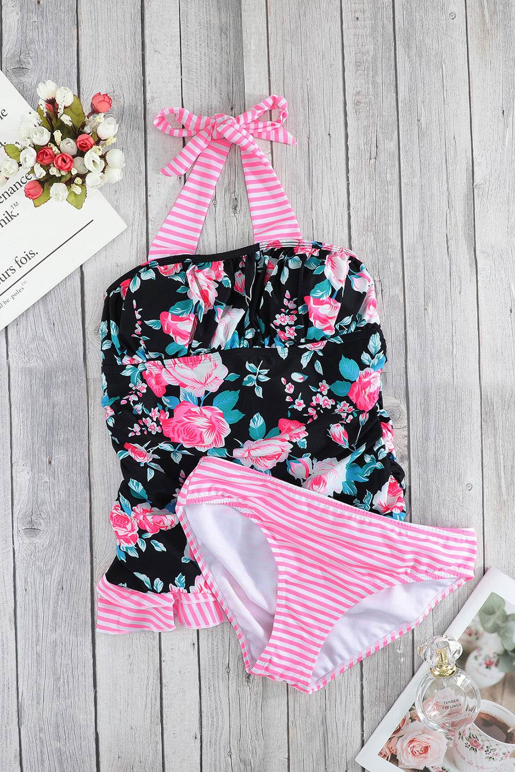 Mixed Print Tie-Back Two-Piece Swimsuit - Velveta Studio