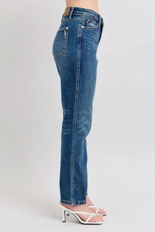 Full Size High Waisted Rigid Magic Non-destroy Straight Leg Jeans Plus Size - Velveta Studio