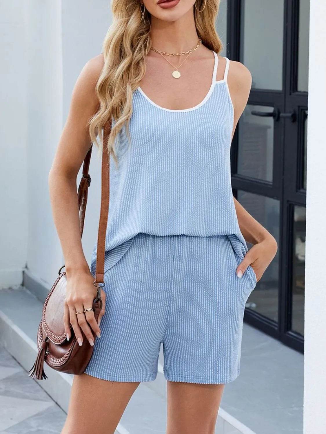 Double Spaghetti Strap Cami and Shorts Set - Velveta Studio