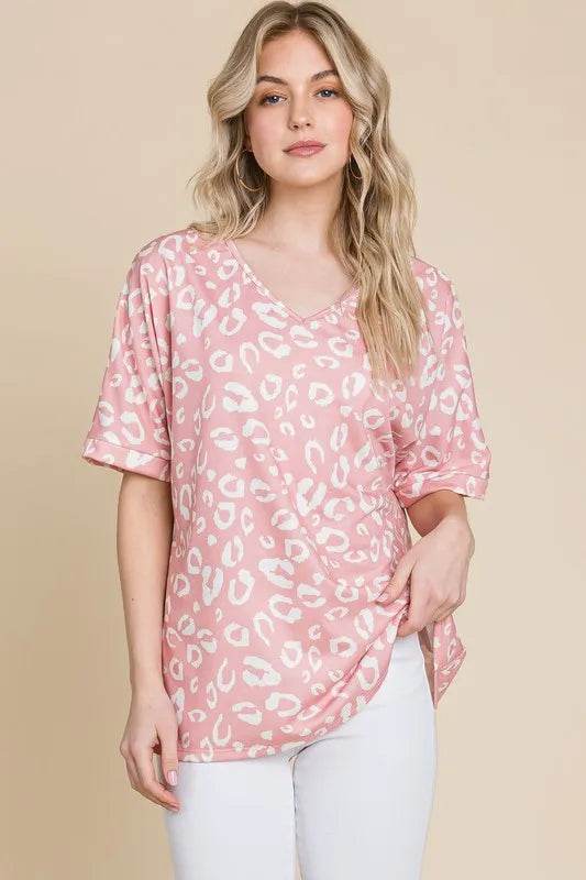 BOMBOM Loose Fit Animal Print Soft Knit Top - Velveta Studio