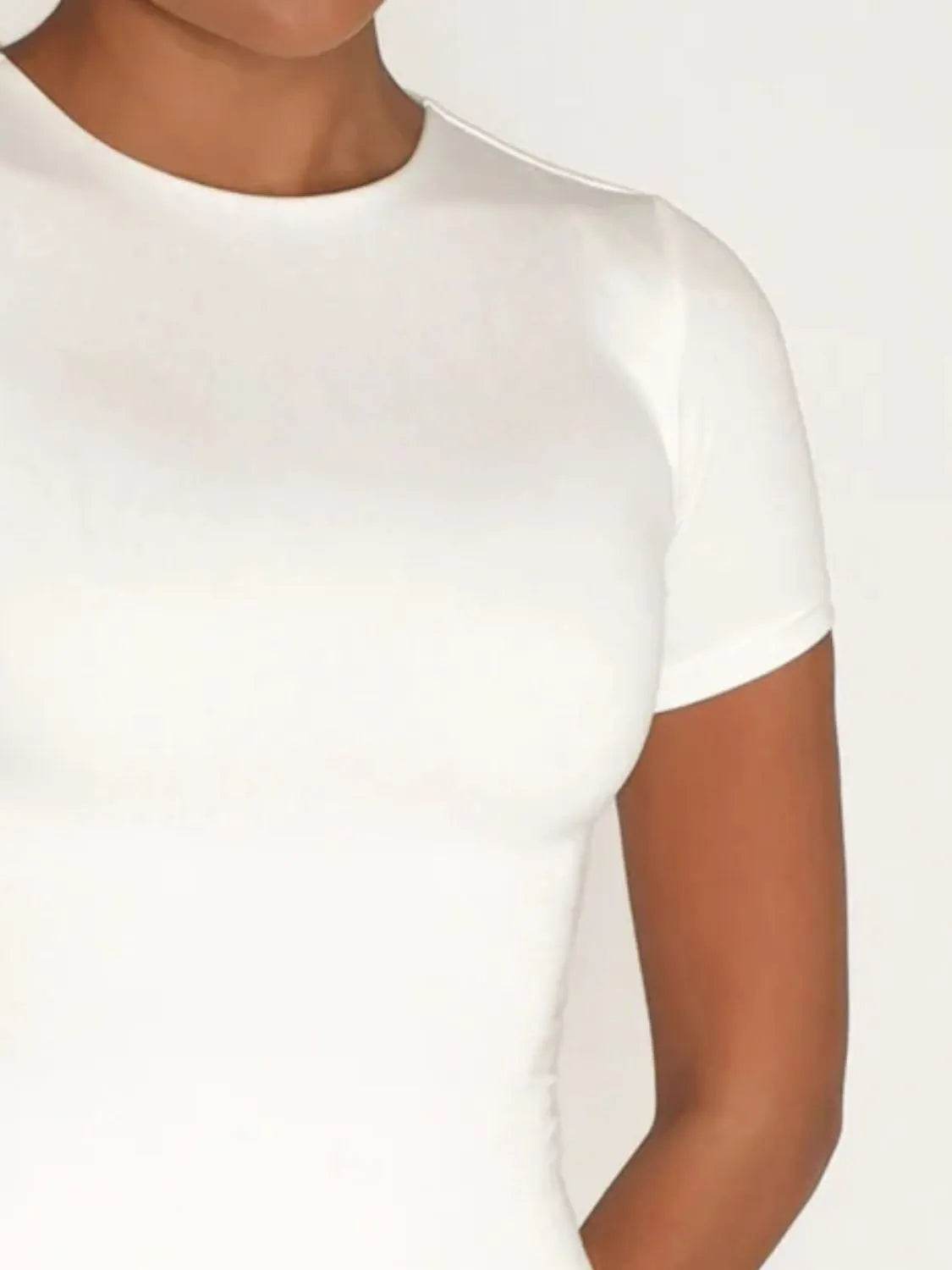 Round Neck Short Sleeve Swim Top - Velveta Studio