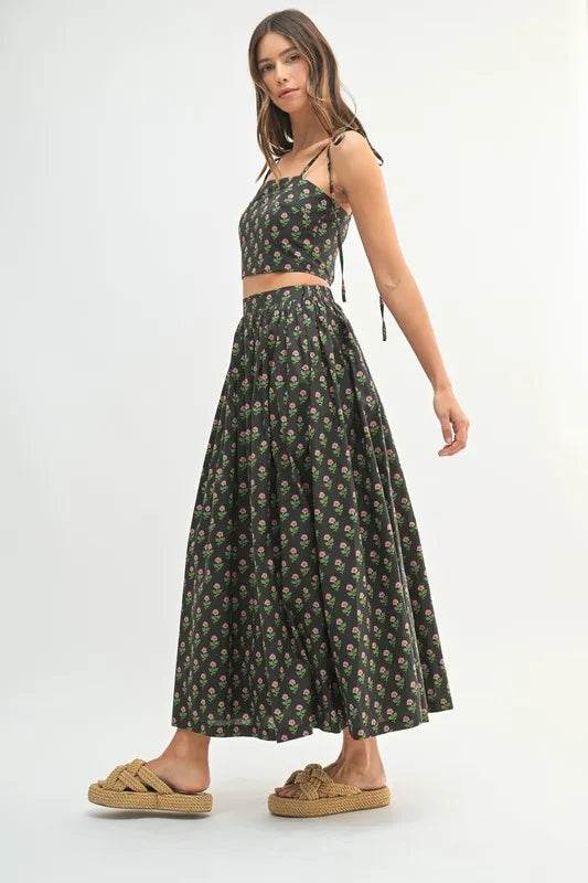 MABLE Floral Crop Top and Skirt Set - Velveta Studio