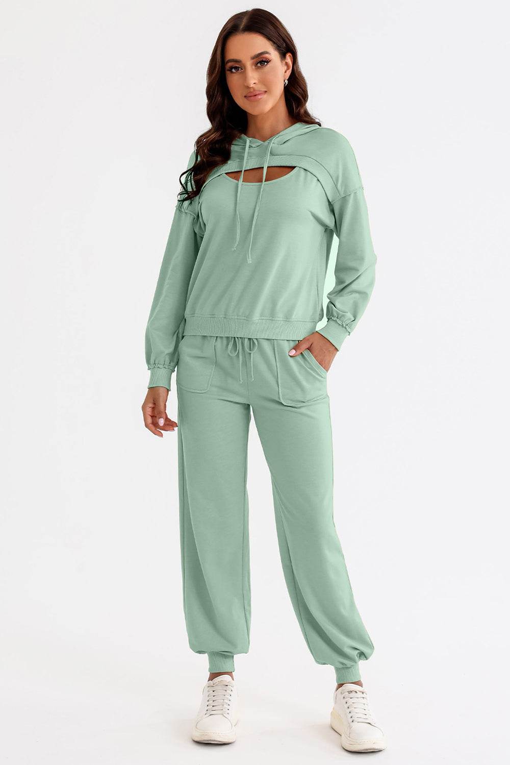 Cutout Drawstring Hoodie and Joggers Active Set - Velveta Studio