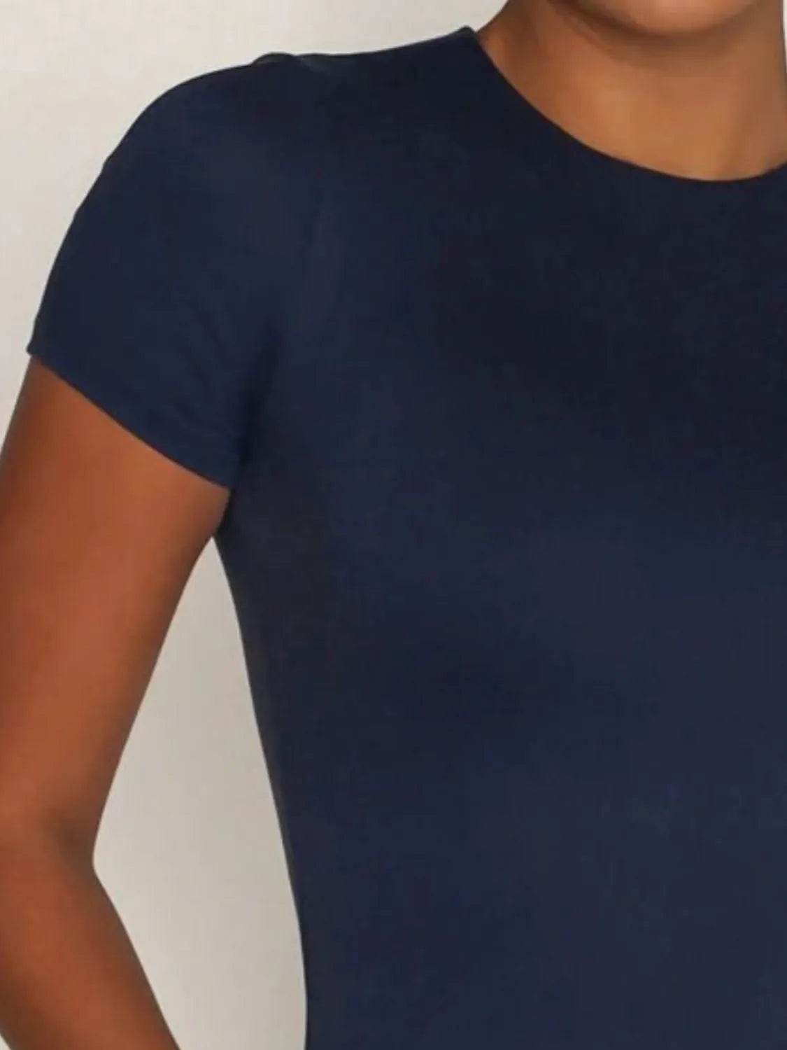 Round Neck Short Sleeve Swim Top - Velveta Studio