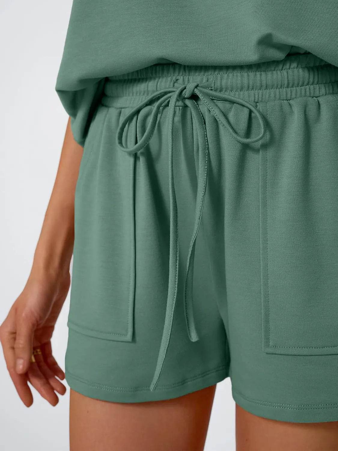 Round Neck Cap Sleeve Top and Shorts Set - Velveta Studio