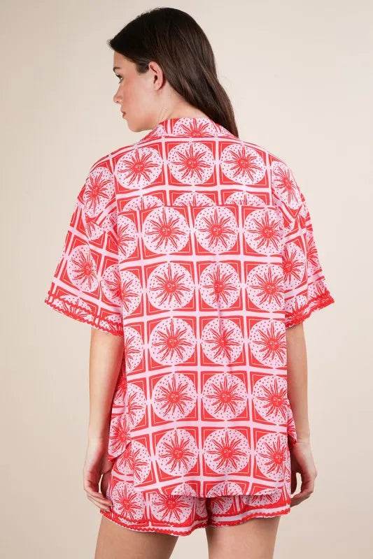 VERY J Tropical Printed Shirt Top and Shorts Set - Velveta Studio