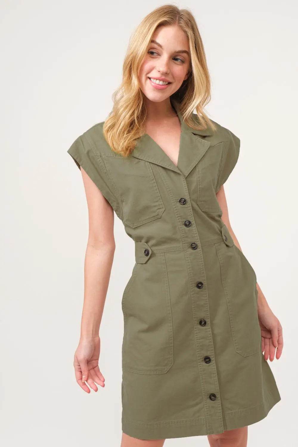 And The Why Button Up Sleeveless Dress - Velveta Studio