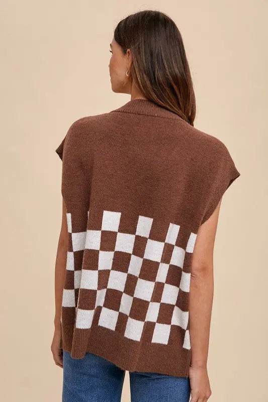 Annie Wear Checkered Button Down Short Sleeve Cardigan - Velveta Studio