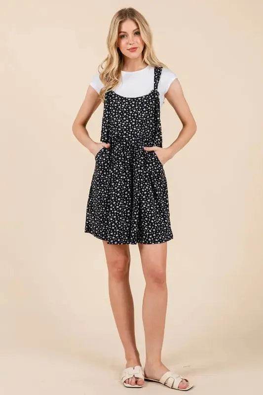 BOMBOM Floral Print Overalls with Pockets - Velveta Studio